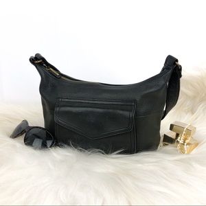 Fossil Black Pebbled Leather Shoulder Bag Zip